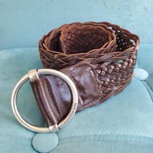 Calvin Klein Vintage Dark Brown Woven Belt with Silver Buckle